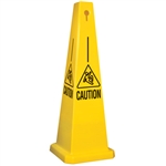 Lamba® 35 Inch 4-Sided Yellow Caution W/Slipping Symbol Quad Safety Cone, Protect from slip, trip and falls before accidents happen