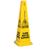 Lamba® 35 Inch 4-Sided Yellow Caution Quad Safety Cone, Protect from slip, trip and falls before accidents happen