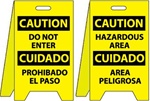 Caution Bilingual Do Not Enter/Hazardous Area - Reversible Two Sided Flood Stands