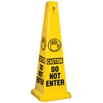 Lamba® 4-Sided Yellow 35" Caution Do Not Enter Safety Cone