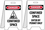 Danger Confined Space/Confined Space Enter By Permit Only - Reversible Two Sided Flood Stands