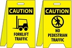 Caution Forklift Traffic / No Pedestrian Traffic - Reversible Two Sided Flood Stands