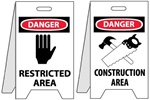 Danger Restricted Area/Construction Area - Reversible Two Sided Flood Stands