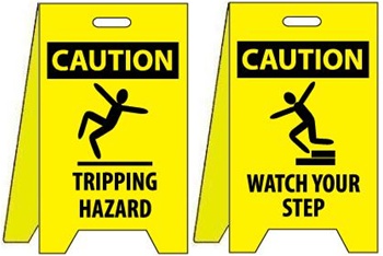 Caution Tripping Hazard/Watch Your Step - Reversible Two Sided Flood Stands