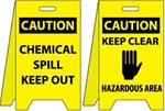 Caution Chemical Spill Keep Out/Keep Clear Hazardous Area - Reversible Two Sided Flood Stands