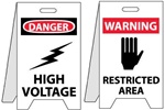 Danger High Voltage/Warning Restricted Area - Reversible Two Sided Flood Stands