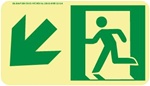 Down and Left Directional Glow Sign - 4-1/2 X 8 - Flexible pressure sensitive polyester or Rigid plastic
