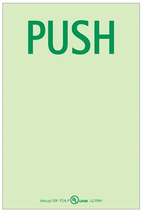 Push Door Handle Locator Glow Sign - 6 X 4 - Flexible pressure sensitive polyester.