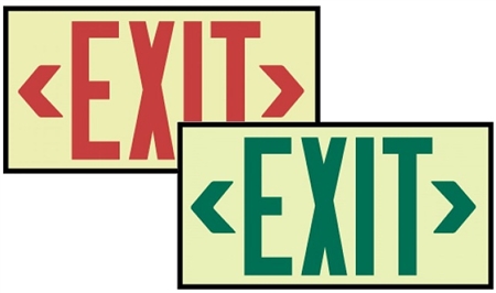 Framed 7210 Series, Glo Brite® Eco Exit™ Sign - Red Lettering 7210 or Green lettering 7220 Visible at 50 feet.