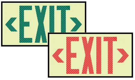 Framed 7310 Series Reflective Glo Brite® Eco Exit™ Sign Red Lettering 7310 or Green Lettering 7320 visible at 50 feet.