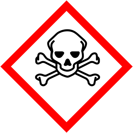GHS Skull and Crossbones Labels, Acute Toxicity, Fatal Toxic Oral, Dermal, Inhalation Labels - Available in 3 Sizes - 1", 2" and 4" Adhesive Coated Paper Labels
