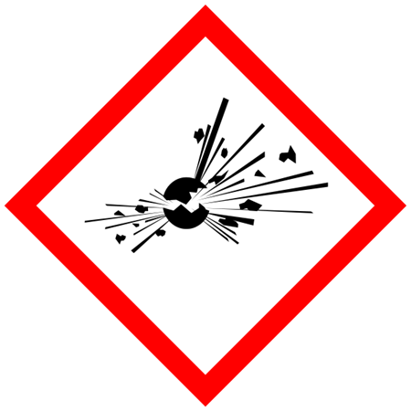 GHS Exploding Bomb Labels, Explosive, Self-Reactives, Organic Peroxides Labels - Available in 3 Sizes - 1", 2" and 3" Vinyl Labels