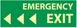 Emergency Exit Left Arrow - 5 X 14 - Glow in the Dark Sign - Pressure Sensitive or Rigid Plastic