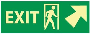 Glow in the Dark Exit Arrow Right and Up Sign - 5 X 14 - Pressure Sensitive Vinyl or Rigid Plastic