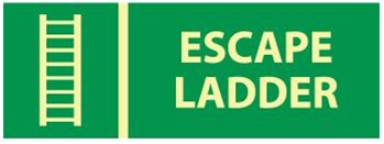Glow in the Dark Escape Ladder Sign - 5 X 14 - Pressure Sensitive Vinyl or Rigid Plastic