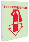 Glow in the Dark FIRE EXTINGUISHER Sign - 2-Way 90° design visible from either side.
