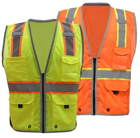 Class 2 Brilliant Hi Viz Safety Vest, Zipper Closure High Visibility Safety Vest - ANSI 107-2010, CLASS 2