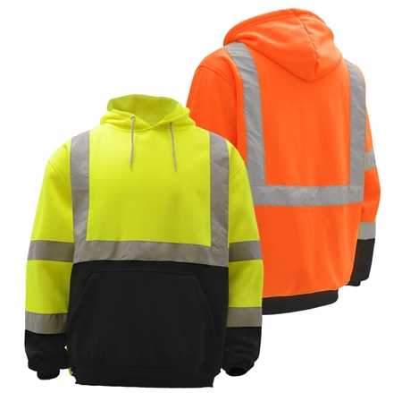 High Visibility Class 3 Fleece Hooded Pullover Sweatshirts