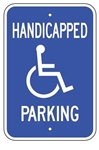 Handicapped Parking Space Sign - Reflective Aluminum, Top and Bottom mounting holes