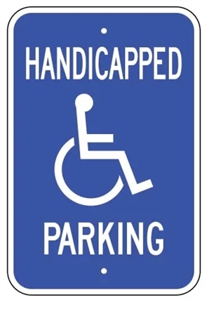 Handicapped Parking with Symbol Sign - Reflective Aluminum, Top and Bottom mounting holes