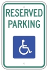 Handicapped Reserved Parking Lot Sign - 12 X 18 - Type I Reflective on .80 Aluminum, Top and Bottom mounting holes