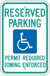 ARKANSAS STATE SPECIFIED HANDICAPPED PARKING Sign - 12 X 18 - Type I Reflective on .80 Aluminum, Top and Bottom mounting holes