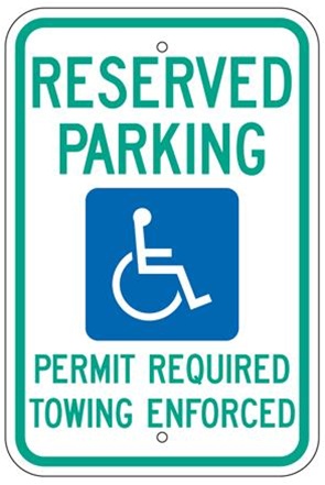 Arkansas State Specific, Reserved Handicapped Parking Signs, Permit Required, Towing Enforced - 12 X 18 - Type I Reflective on .80 Aluminum, Top and Bottom mounting holes