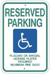 HAWAII STATE SPECIFIED HANDICAPPED PARKING Sign - 12 X 18 - Type I Reflective on .80 Aluminum, Top and Bottom mounting holes