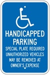 MASSACHUSETTS STATE SPECIFIED HANDICAPPED PARKING Sign - 12 X 18 - Type I Reflective on .80 Aluminum, Top and Bottom mounting holes