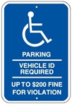 MINNESOTA STATE SPECIFIED HANDICAPPED PARKING Sign - 12 X 18 - Type I Reflective on .80 Aluminum, Top and Bottom mounting holes