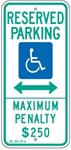 N. CAROLINA STATE SPECIFIED HANDICAPPED PARKING SIGN - 12 X 26 - Type I Reflective on .80 Aluminum, Top and Bottom mounting holes