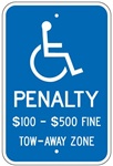 VIRGINIA STATE SPECIFIED HANDICAPPED PARKING SIGN - 12 X 18 - Type I Reflective on .80 Aluminum, Top and Bottom mounting holes