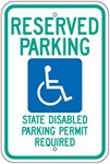 Washington State Specific Reserved Handicapped Parking, State Disabled Parking Permit Required Sign - 12 X 18 - Type I Reflective on .80 Aluminum, Top and Bottom mounting holes