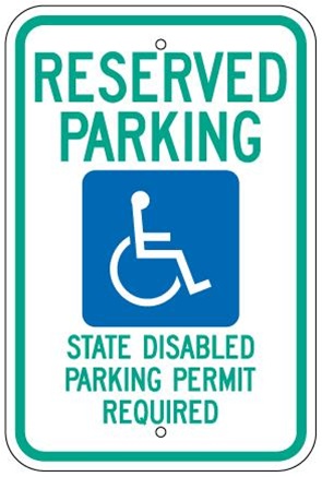 WASHINGTON STATE SPECIFIED HANDICAPPED PARKING Sign - 12 X 18 - Type I Reflective on .80 Aluminum, Top and Bottom mounting holes