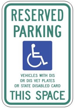 WISCONSIN STATE SPECIFIED HANDICAPPED PARKING Sign - 12 X 18 - Type I Reflective on .80 Aluminum, Top and Bottom mounting holes