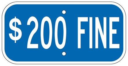 $200 Handicapped Parking Fine Sign
