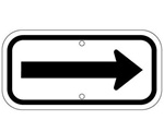 Black on White Parking Space Directional Arrow - 12 X 6 - Type I Reflective .080 Aluminum, Top and Bottom mounting holes