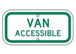 Handicapped Van Accessible Parking Sign - 12 X 6 - Type I Reflective .080 Aluminum, Top and Bottom mounting holes.