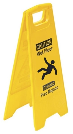Bilingual Caution Wet Floor Heavy Duty Two Sided Floor Stand Sign