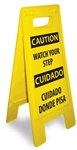Caution Watch Your Step - Bilingual - Heavy Duty Two Sided Flood Stand Sign