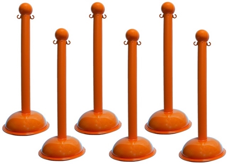 Orange Portable Plastic Stanchions - Sold 6 per case