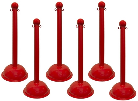Red Portable Plastic Stanchions - Sold 6 per case