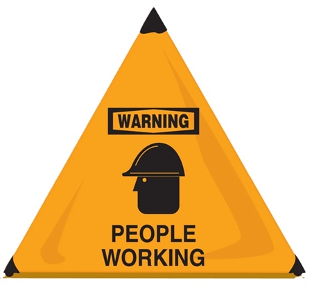 18" Warning People Working Handy Cone™ Floor Sign