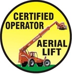 Certified Aerial Lift Operator - Hard Hat Labels are constructed from Durable, Pressure Sensitive Vinyl or Engineer Grade Reflective for maximum day or nighttime visibility.