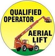 Qualified Aerial Lift Operator - Hard Hat Labels are constructed from Durable, Pressure Sensitive Vinyl or Engineer Grade Reflective for maximum day or nighttime visibility.