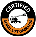 Certified Aerial Lift Operator Hard Hat Labels are constructed from Durable, Pressure Sensitive Vinyl or Engineer Grade Reflective for maximum day or nighttime visibility.