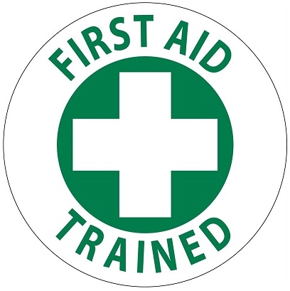 First Aid Trained - Hard Hat Labels are constructed from Durable, Pressure Sensitive or Reflective Vinyl, Sold 25 per pack