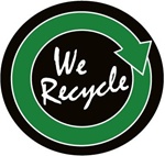 We Recycle - Hard Hat Labels are constructed from Durable, Pressure Sensitive or Reflective Vinyl, Sold 25 per pack