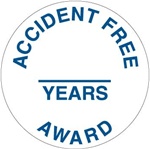 Accident Free Award (Blank) Years - Lock it Out - Hard Hat Labels are constructed from Durable, Pressure Sensitive Vinyl, Sold 25 per pack