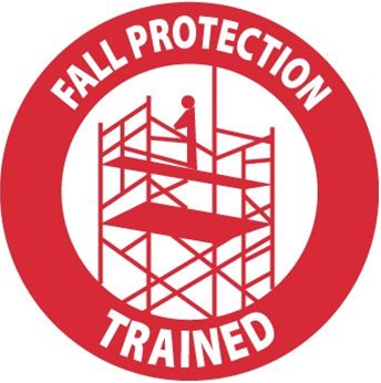 Fall Protection Trained - Hard Hat Labels are constructed from Durable, Pressure Sensitive or Reflective Vinyl, Sold 25 per pack